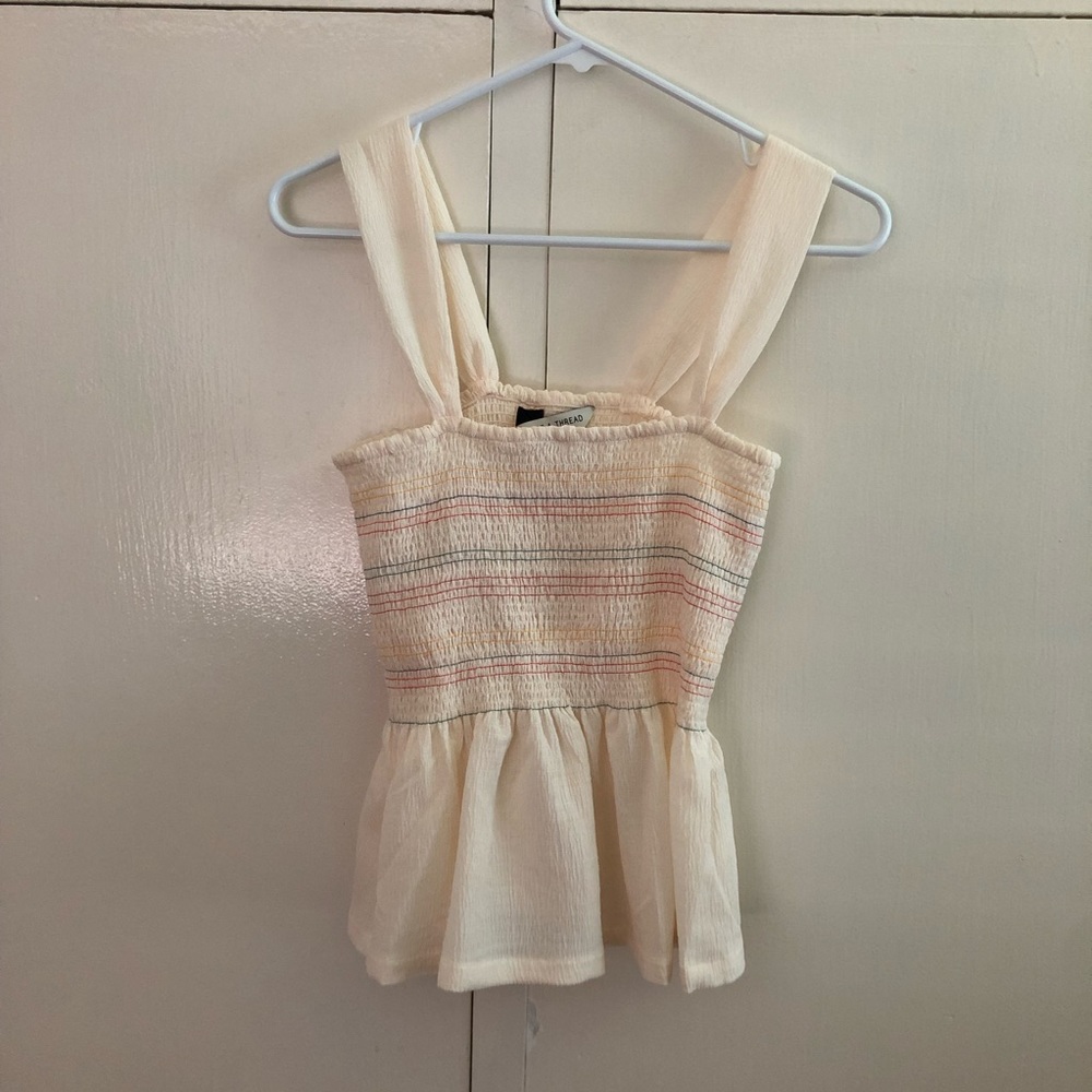 Madewell, cream/multicolor peplum tank
